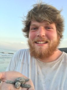 image of student holding baby turtle